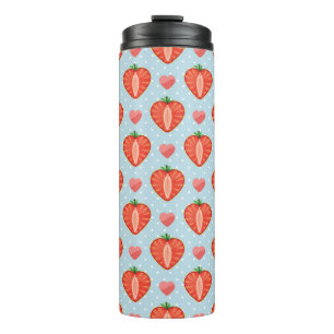 Erdbeeren mit Polka-Punkten und Herz Thermosbecher