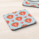 Erdbeeren mit Polka-Punkten und Herz Untersetzer (Linke Seite)