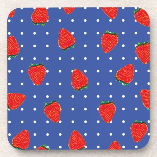 Erdbeeren mit Punkten Untersetzer (Vorderseite)