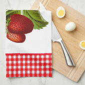 Erdbeeren mit rotem Gingham Küchenhandtuch Geschirrtuch (Viertel Falte)