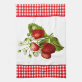 Erdbeeren mit rotem Gingham Küchenhandtuch Geschirrtuch (Vertikal)