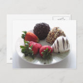 Erdbeeren mit Schokolade Postkarte (Vorne/Hinten)