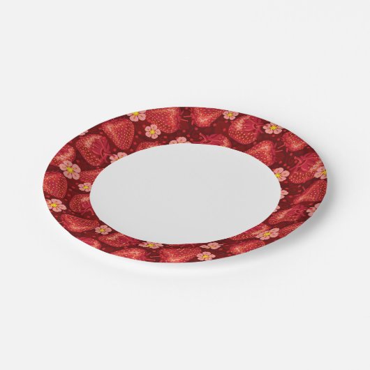 Erdbeeren Muster 2 2 Pappteller (Schrägansicht)