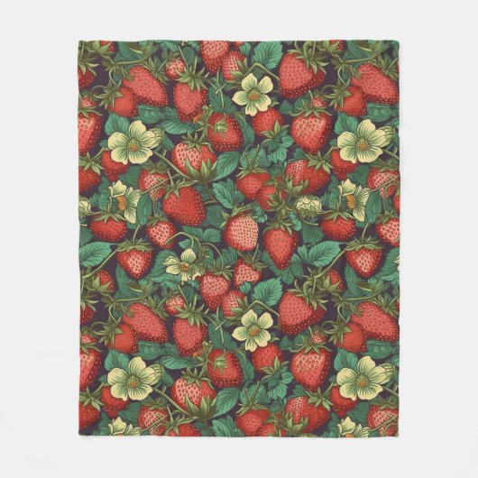 Erdbeeren Muster Fleecedecke (Vorderseite)