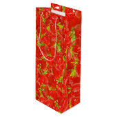 Erdbeeren Muster Geschenktüte Für Weinflaschen (Vorderseite Schrägansicht)