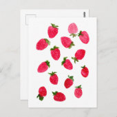 Erdbeeren-Muster Postkarte (Vorne/Hinten)
