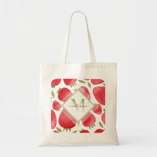 Erdbeeren Muster 🍓 Strawberry Monogram Tragetasche (Vorne)