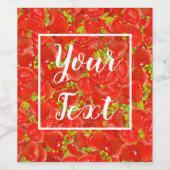 Erdbeeren Muster Weinetikett (Einzelnes Label)