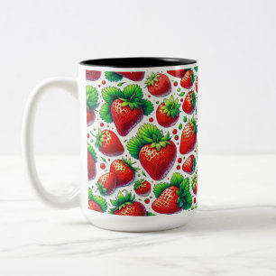 Erdbeeren Muster Zweifarbige Tasse