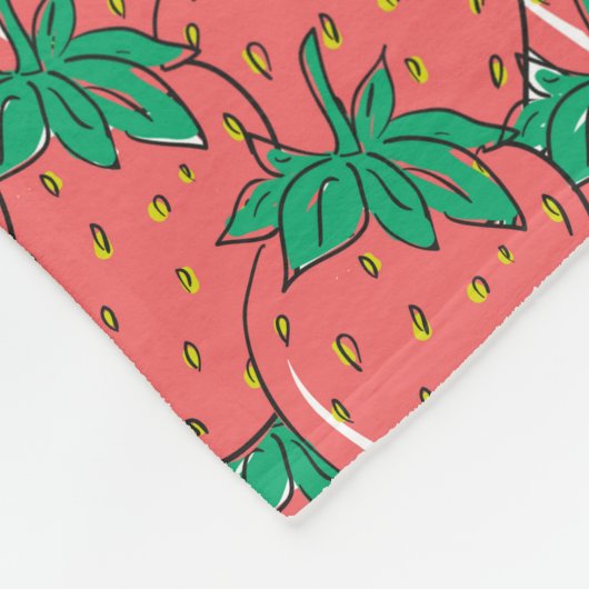 Erdbeeren Mustervlies Fleecedecke (Ecke)