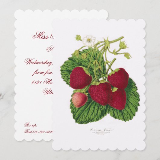 Erdbeeren Nachmittag Nachmittag Einladung (Vorne/Hinten)