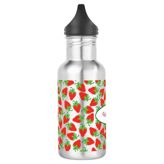 Erdbeeren Niedlich Kinder Wasserflasche mit Name (Links)