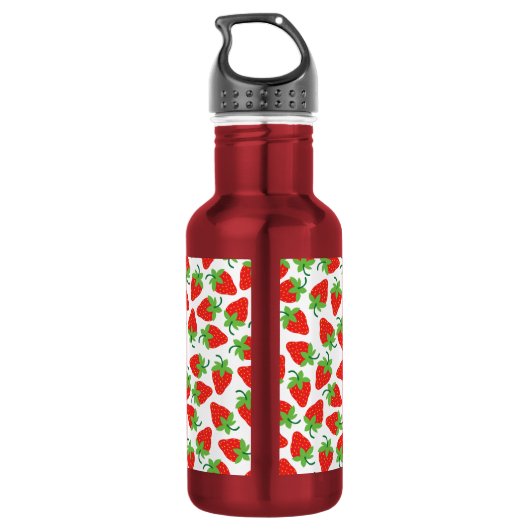 Erdbeeren Niedlich Kinder Wasserflasche mit Name (Rückseite)