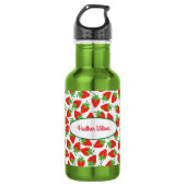 Erdbeeren Niedlich Kinder Wasserflasche mit Name (Vorderseite)