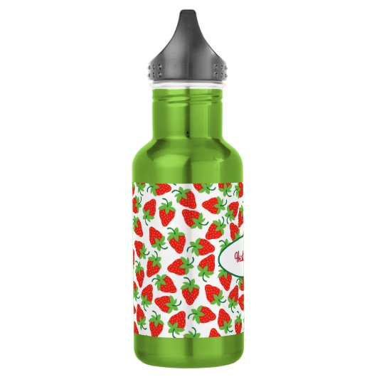 Erdbeeren Niedlich Kinder Wasserflasche mit Name (Links)