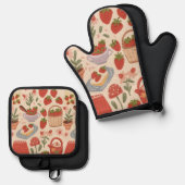 Erdbeeren Ofenhandschuh & Topflappen-Set (Vorderseite/Rückseite)