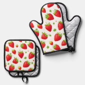 Erdbeeren Ofenhandschuh & Topflappen-Set (Vorderseite/Rückseite)