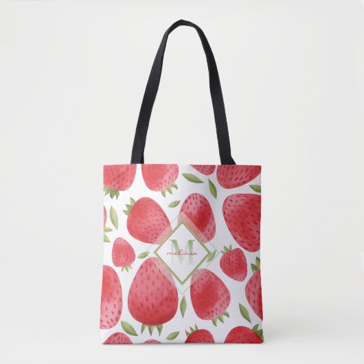 Erdbeeren & Ombre Monogram + Rot & Grün Tasche (Vorderseite)