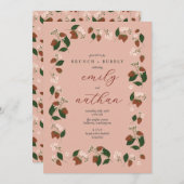 Erdbeeren Paare Hochzeitsbrunch-Dusche Einladung (Vorne/Hinten)