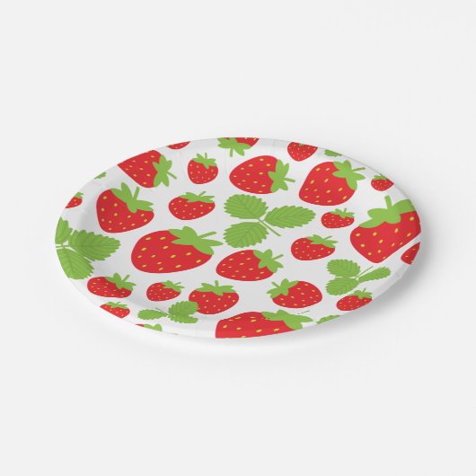 Erdbeeren-Papierplatte Pappteller (Schrägansicht)