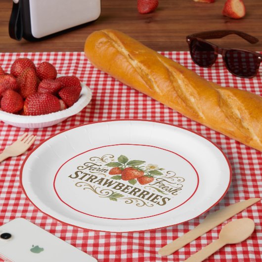 Erdbeeren-Papierplatte Pappteller (Picknick)