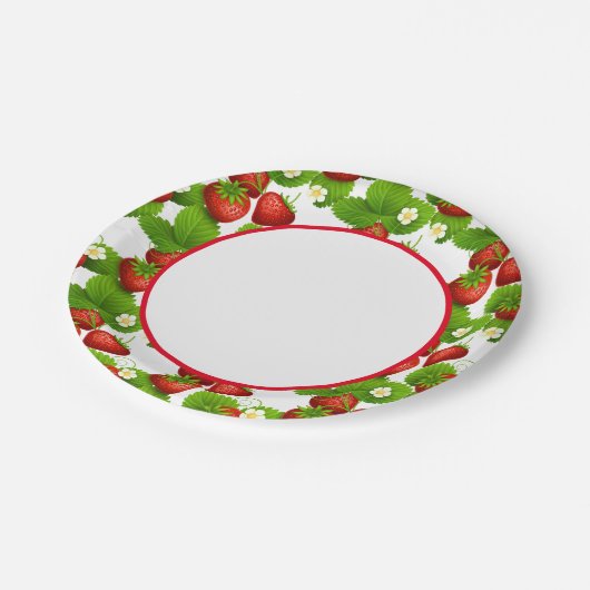 Erdbeeren Pappteller (Schrägansicht)