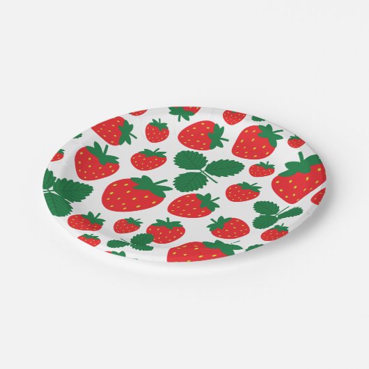 Erdbeeren Pappteller (Schrägansicht)