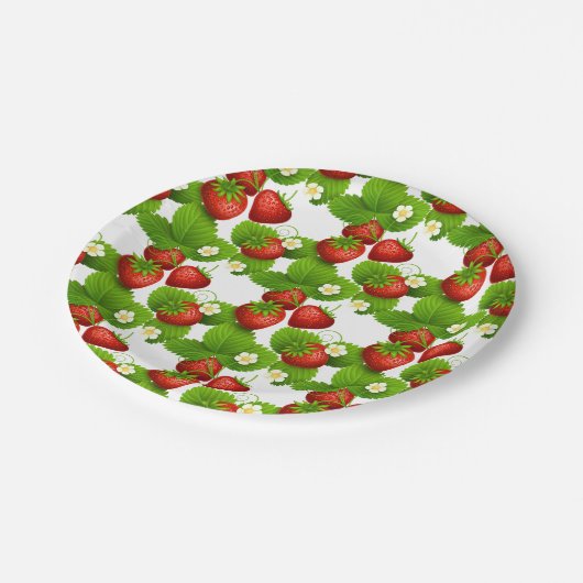 Erdbeeren Pappteller (Schrägansicht)