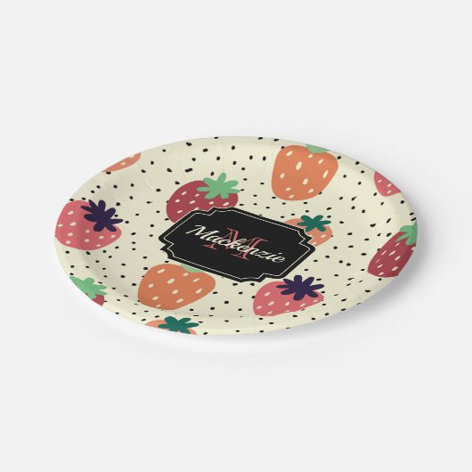 Erdbeeren Pappteller (Schrägansicht)