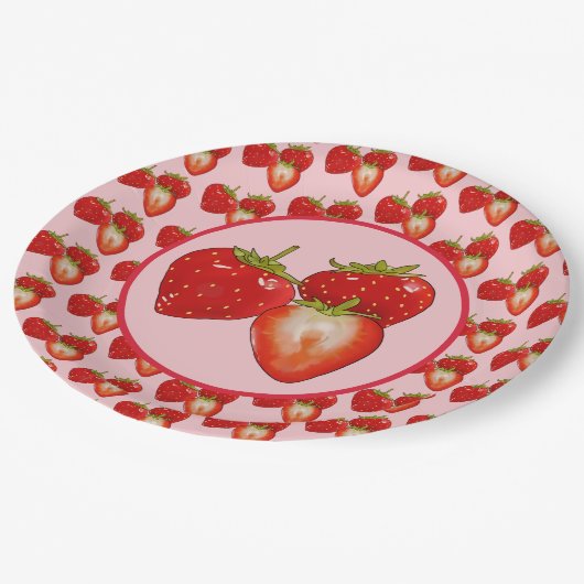 Erdbeeren pappteller (Schrägansicht)