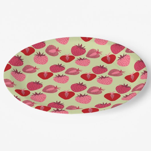 Erdbeeren Pappteller (Schrägansicht)