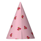 Erdbeeren-Party mit rosa Hintergrund Partyhütchen (Rückseite)