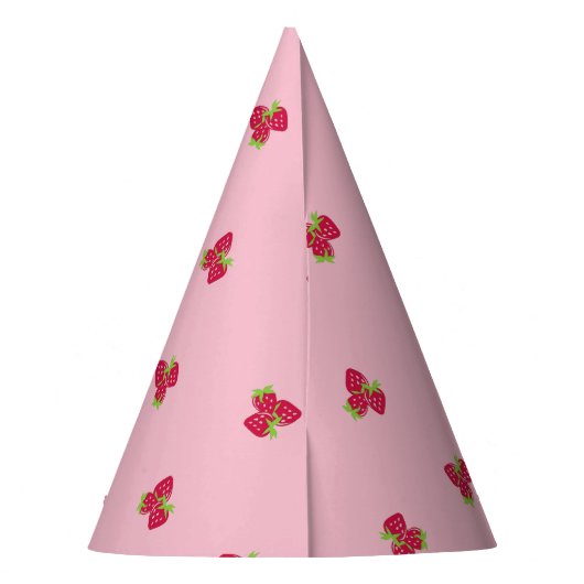 Erdbeeren-Party mit rosa Hintergrund Partyhütchen (Rückseite)