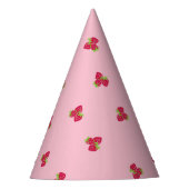 Erdbeeren-Party mit rosa Hintergrund Partyhütchen (Vorderseite)