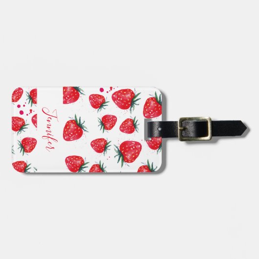 Erdbeeren personalisierte Gepäckmarke Gepäckanhänger (Vorderseite horizontal)