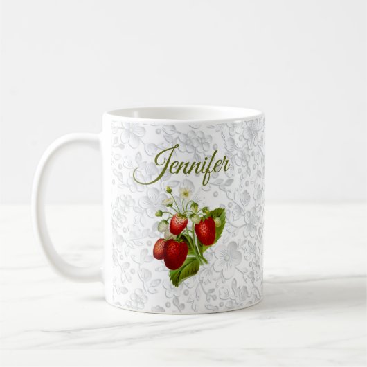 Erdbeeren Personalisierte Kaffeetasse (Links)