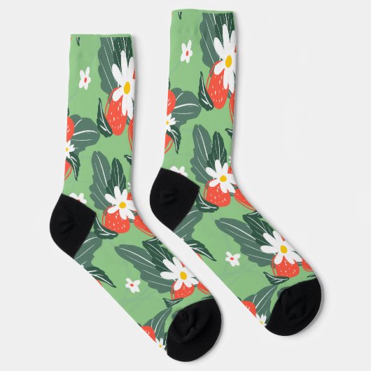 Erdbeeren Pflaster-Gartenmuster Socken (Rechts)