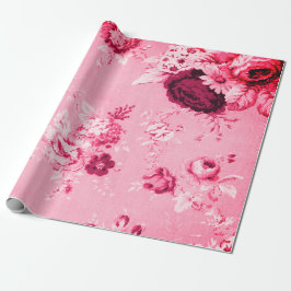 Erdbeeren Pink Vintag Floral Toile Fabrik Nr. 5 Geschenkpapier