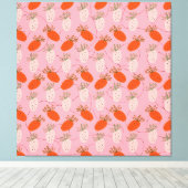 Erdbeeren Pink White Doodle Fruchtmuster Leinwanddruck (Insitu (Holzboden))