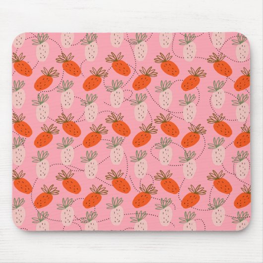 Erdbeeren Pink White Doodle Fruchtmuster Mousepad (Vorne)
