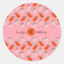 Erdbeeren Pink White Doodle Geburtstag