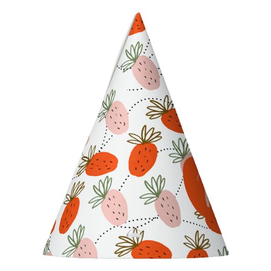 Erdbeeren Pink White Doodle Muster Partyhütchen (Links)