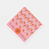 Erdbeeren Pink White Doodle Muster Serviette (Ecke)