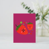 Erdbeeren Postkarte (Stehend Vorderseite)