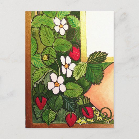 Erdbeeren Postkarte (Vorderseite)