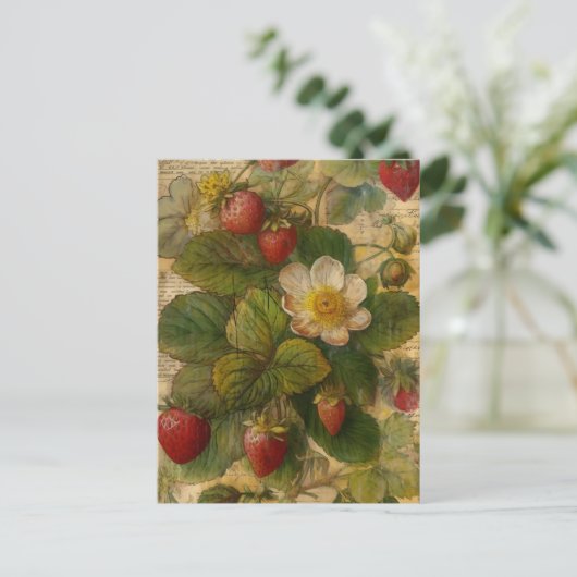 Erdbeeren Postkarte (Stehend Vorderseite)