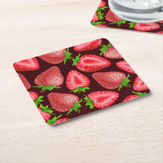 Erdbeeren Rechteckiger Pappuntersetzer (angewinkelt)