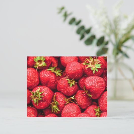 Erdbeeren Red Delicious Erdbeere Postkarte (Stehend Vorderseite)