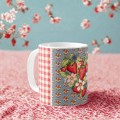 Erdbeeren Red Gingham und Blue Slate Kaffeetasse