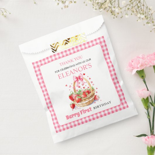 Erdbeeren rosa Beeren Erster Geburtstag Danke Geschenktütchen (Versiegelt)